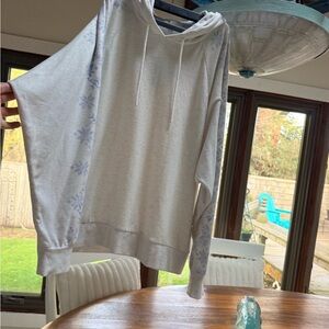 P.J. Salvage Light Gray and Blue snowflake design on both sleeves Hoodie Sweater